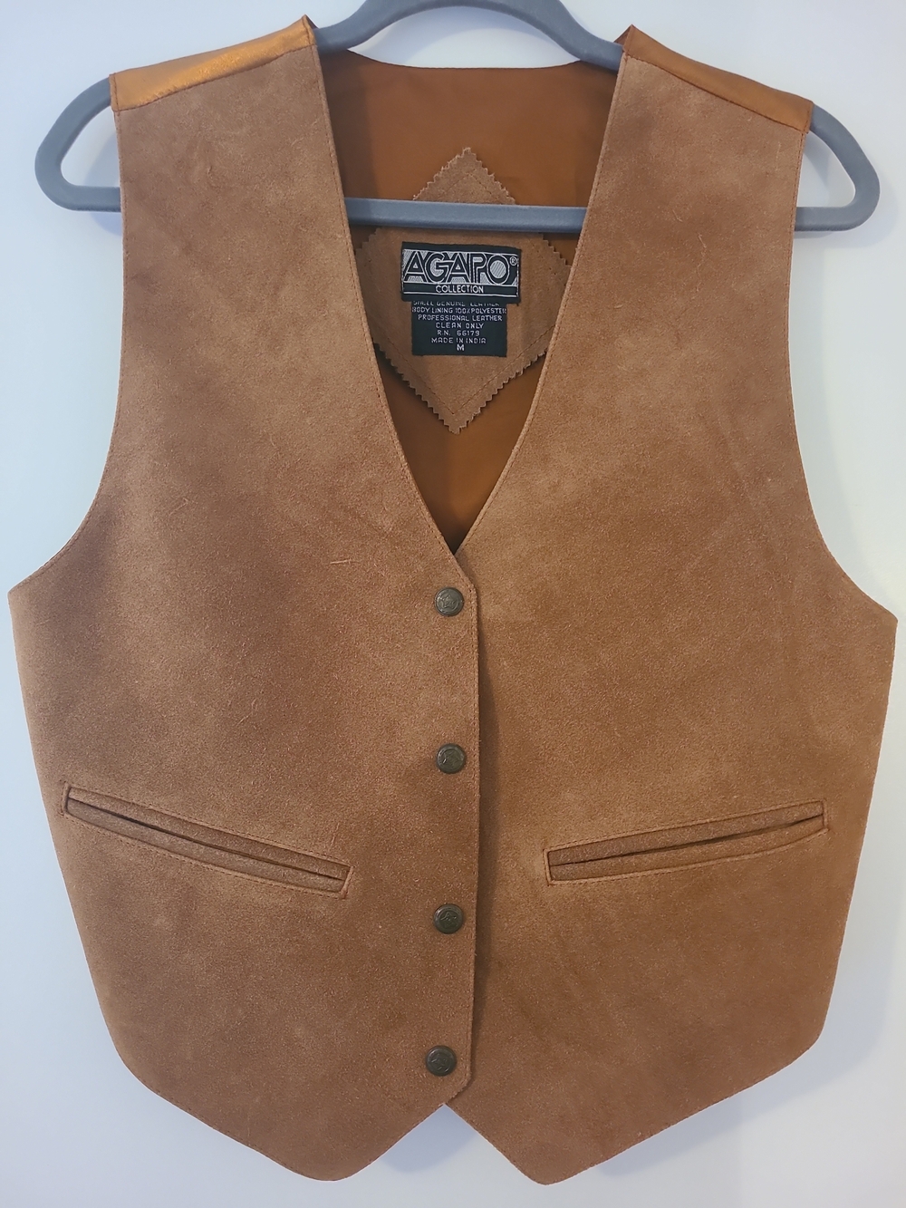 Vintage Agapo Collection Men's Brown Suede Western Vest Cowboy Boho Steampunk